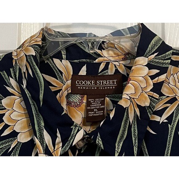 Cooke Street XL Camp Shirt Tropical Print Short Sleeve Pocket Side Vents XL - Picture 3 of 9